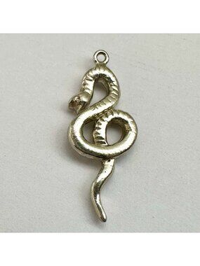 Snake Coiled Pendant Sterling Silver 925 Ouroboros Style Charm 1”